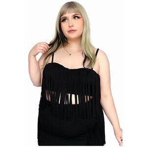 FOXBLOOD stretchy fringe crop top size 4X